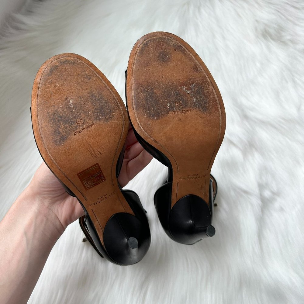 Givenchy Black Leather Lock Anke Strap Sandals Si… - image 7